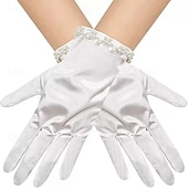 baratos Luvas-Terilene Até o Pulso Luva Elegante / à moda Com Perola Imitação / Cor Pura Luvas de Festa / Casamento