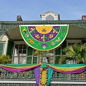 tanie Garden Flags, Banner-Brazil Carnival Flag, Mardi Gras Half Flag, Carnival Party Decorations, Festive Atmosphere, Colorful Festival Flag for Home, Parade, and Outdoor Event Decor