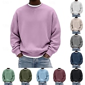 olcso Alap pulóverek-Férfi Pulóver Gofris pulóver Pulóver kapucnis pulóver Vörösbor Fekete Fehér Világoszöld Sötétkék Terített nyak Sima Texturált Hétköznapi Napi Sport &amp; Szabadtéri Poliészter Utcai sikk Menő Sportruházat