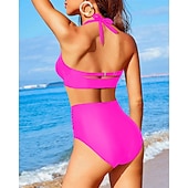 economico Surfing Tankinis &amp; Bikinis-Per donna Costume da bagno Bikini a vita alta con volant 2 pezzi Tropicale Senza schiena Protezione UV Alta elasticità Senza Maniche Costume da Bagno Surf Immersione Snorkeling Estate