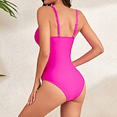 tanie Rash guardy One Piece-Damskie Strój kąpielowy Stroje kąpielowe One Pieces Solidne kolory W serek Wyszczuplenie brzucha Elastyczny Bez rękawów Kąpielówki Surfing Plaża Wakacje Lato
