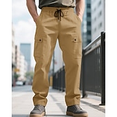 economico Pantaloni cargo-Per uomo Pantaloni Cargo Pantaloni Coulisse Elastico in vita Multi-tasche Tinta unica Antivento Comodità Quotidiano All'aperto Ferie Streetwear Elegante Nero Verde militare