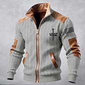 economico Giubbotti Casual-Per uomo Cappotto Invernale Giacca in Pile Giacca Casual Quotidiano All'aperto Calore Termico Jacquard Tasca Autunno Inverno Bandiera Blocco di colori Streetwear Quotidiano Collo alla coreana Regolare