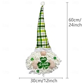 olcso Dekoratív fények-Szent Patrik-napi ír koszorú LED-es fényekkel, lóhere, arctalan baba, törpe dísz, 60x30cm, beltéri/kültéri veranda, fali dekoráció, nappali, étkező, parti ünnepi dekoráció