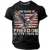  4 iulie 2026 250 de ani de Ziua Memoriei Tricou cu guler rotund pentru bărbați Imprimare 3D Drapel SUA cu mânecă scurtă Zilnic Stradă