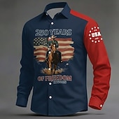 abordables Chemises Patriotiques 250-Homme 4 juillet, 250e anniversaire des États-Unis Drapeau américain FREEDOM Chemise Chemise Boutonnée manche longue Vintage Rétro Fête Décontracté Quotidien Printemps Automne Col Rabattu Impression