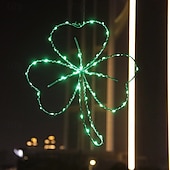 olcso Dekoratív fények-Szent Patrik-napi ír lóhere fű ablaklámpa AAA elemes beltéri erkély hálószoba nappali étkező fali dekoráció lámpa 35cm/13.78inch