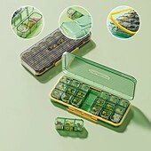 olcso poggyász és utazási tárolás-heti 7 napos gyógyszertároló doboz, hordozható gyógyszerrendező 14/21 rekesszel, nedvességálló utazó gyógyszertok mindennapi használatra, praktikus gyógyszertároló doboz