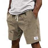 cheap Casual Shorts-Men's Shorts Casual Shorts Corduroy Shorts Pocket Elastic Waist Plain Comfort Breathable Knee Length Outdoor Vacation Daily Wear Vacation Fashion White Navy Blue Micro-elastic