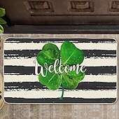 billige Dørmatter-Dørmatte til St. Patricks dag, irsk firkløverdesign, gulvmatte til inngangsparti, festlig grønt kløverdørteppe til St. Patricks dag-feiring.