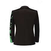 cheap Ring Bearer Suits &amp; Outfits-Kids Boys' Blazer Outerwear Sequin Tree Long Sleeve Pocket Buttons Coat Party Fashion Streetwear Cool Blue Red Purple Spring Fall 4-12 Years