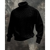 abordables Pull col rond-Homme Pull Pull Tricoté Côtelé Tricoter Hauts Réguliers Tricoté Uni Col roulé Mode Streetwear Occasionnel Tenue quotidienne Vêtement Tenue Automne Hiver Noir Marine foncé M L XL