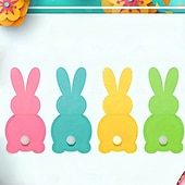 baratos Easter-12pcs Easter Bunny Utensil Cutlery Holders Pouch Bags Felt Silverware Holder Bag Utensil Sleeve for Knife Forks Easter Table Decoration Wedding Birthday Party, Pink Blue Green Yellow
