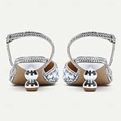  נעלי עקב מחודדות ורודות לנשים עם ריינסטון – נעלי חתונה, שושבינות ומסיבות אלגנטיות