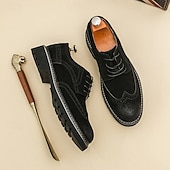 Χαμηλού Κόστους Μπρογκ παπούτσια-Ανδρικά καφέ σουέτ μπρογκ παπούτσια, άνετα και μοντέρνα, ευέλικτα υποδήματα για casual και ημιεπίσημες εκδηλώσεις