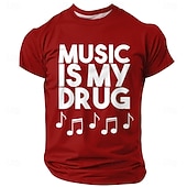  Voor heren Muziek Grappig jargon T-shirt Korte mouw T-shirt 3D-afdrukken Strakke ronde hals Overhemd Modieus Dagelijks Dagelijks Straat blauw Zwart Rood Zomer Lente Kleding S M L XL XXL XXXL