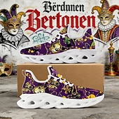 זול נעלי גברים-סניקרס ספורטיביות צבעוניות לגברים לחג המולד נעליים קלות עם ספיגת זעזועים לאירועי קרנבל מצעדים הליכה חיצונית טיולים וספורט יומיומי