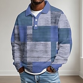 ieftine Polo geometric pentru bărbați-Bărbați Bloc Culoare Tricouri polo Waffle Texturat Manșon Lung Tricouri de polo Rever Casual Școală Îmbrăcăminte Atletică Purtare Zilnică Imprimare 3D Toamna iarna Albastru piscină Portocaliu Trifoi