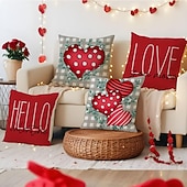 baratos Cuscini, inserti e coperture-Valentine's Day Throw Pillow Cover, Holiday Letter Print Cushion for Sofa, Home Decor, Cozy Decorative Pillow for Living Room, Bedroom, and Office
