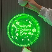 お買い得  装飾ライト-アイルランドの聖パトリックの日の飾り、LED吊り下げライト、22/24cmのシャムロック &amp;レプラコーンの帽子の吸盤ライト、屋内ドア、窓、壁、パーティー、休日の装飾、単4電池ボックス付き