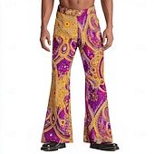 economico Pantaloni casual stampati da uomo-Martedì grasso Per uomo Paisley Stampa Floreale Carnevale Pantaloni Pantaloni da discoteca Pantaloni a zampa d'elefante anni '60 e '70 Misura del girovita medio Vintage Retrò Feste Ferie Tasche