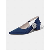 baratos Mãe da Noiva/Namorado-Sapatos de salto bloco com bico fino em cetim rosa claro para mulheres - elegantes sapatos de festa com detalhes florais e cristais, perfeitos para a mãe da noiva ou para um casamento urbano