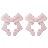 levne Kuchyňská úložiště-2 ks silikonových podpěr na poklici ve tvaru mašle, roztomilý růžový design mašle, bezpečné uchycení lžiček &amp;metly, držák na kuchyňské náčiní, držák na kuchyňské náčiní, prostorově úsporný kuchyňský