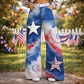  250-jähriges Jubiläum USA Retro Vintage 1970er Hose Hose mit weitem Bein Hippie Disco Hohe Taille Kostüm Damen Maskerade 4. Juli Unabhängigkeitstag Erwachsene Hose