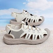 economico sandali da esterno-sandali sportivi beige da uomo: design comodo con rete traspirante, vestibilità regolabile per la spiaggia, le passeggiate e l'estate