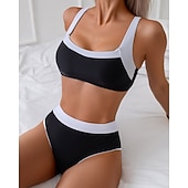 Недорогие Серфинг Танкини и Бикини-Жен. Купальный костюм Купальники Комплекты бикини Купальники Черный УПФ 50+ Без рукавов - Серфинг Пляж  Плавание Лето