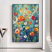 cheap Floral/Botanical Paintings-Mintura Hand Painted Abstract Flowers Oil Paintings on Canvas Modern Wall Art Picture For Home Decoration Ready To Hang With Stretched Frame