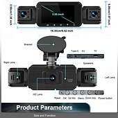 levne Videorekordéry do auta-1080p Nový design / Full HD / Sledování 360 ° Auto DVR 170 stupňů Široký úhel 3 inch LCD Dash Cam s WIFI / Noční vidění / Parkovací mód 4 infra LED Záznamník vozu