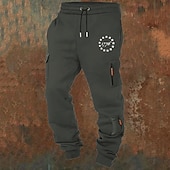 abordables Fret-Homme Pantalons Cargo Joggings Pantalon Jogger Pantalons Cordon de serrage Avec Poches Taille Élastique Drapeau Américain Confort Respirant Occasionnel Quotidien Extérieur Mode Style Classique Noir