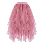 Χαμηλού Κόστους Κάτω-Φανταστική φορεσιά Φούστα από τούλι Ρετρό / Βίντατζ Δεκαετία '80 Πολυεπίπεδο High Low Φουσκωμένος Ενηλίκων Γυναικεία Απόκριες Πάρτι Επίδοση Χορός Μπαλέτο Ντύνομαι