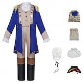  250th Anniversary USA Rococo Baroque Outfits Long Sleeves George Washington Colonial Revolutionary War Costumes Fancy Dress Boys' Carnival Independence Day 4th of July Kid's Coat Pants Collar