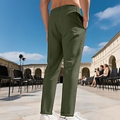 preiswerte Freizeithosen-Herren Hose Freizeithose Baggy-Hosen Kordelzug Tasche Elastischer Bund Einfach Komfort Weich Lässig Täglich Outdoor Urlaub Mode Schwarz Armeegrün