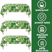 preiswerte Tischdecken-Plastiktischdecke zum St. Patrick's Day, grünes Kleeblattmuster, irisches Kleeblattmotiv, festliche Tischdecke für die Feier zum St. Patrick's Day.