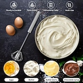 お買い得  たまご調理用品-ステンレススチール製の卵泡立て器、手動回転式泡立て器、多目的ミルク泡立て器、手動ミキサー、攪拌機、混ぜる、泡立てる、叩く &amp;かき混ぜる（33cm/13インチ）