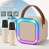 cheap Speakers-Wireless Microphone and Speaker Set Includes A Dynamic Microphone USB-charging Karaoke Machine Portable Handheld Karaoke System Great Valentine's Day Gift for Lover