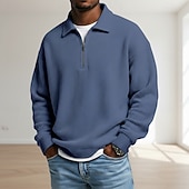 economico Polo classica da uomo-Per uomo Magliette Polo a Nido d'Ape Testurizzato Casuale All'aperto Con cerniera Zip a un quarto Manica Lunga Moda Moderno Tinta unica Testurizzato Lavorato a maglia Primavera &amp; Autunno Tutte le