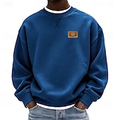 economico Felpe 3D da uomo-Per uomo Tinta unica Felpa Manica Lunga Felpe Girocollo Abbigliamento Sportivo Classico Casuale Quotidiano Tutte le stagioni Blu Nero Blu reale Abbigliamento progettista Stampa 3D S M L XL 2XL 3XL