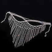 cheap Accessories &amp; Consumables-Samba Accessories Sparkling Rhinestone Masquerade Mask - Crystal Draping Face Veill Performance Costume