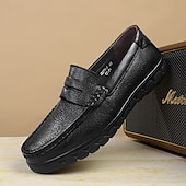 baratos Mocassins casuais-Mocassins masculinos leves e fáceis de calçar, em couro sintético respirável – calçado prático para uso casual, no escritório e no dia a dia.