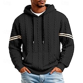 preiswerte Basic-Hoodies für Herren-Herren Jacquard Kapuzensweatshirt Pullover Kapuzensweatshirt Schwarz Weiß Marineblau Khaki Grau Mit Kapuze Einfach Patchwork Kängurutasche Strukturiert Lässig Täglich Sport &amp; Outdoor Streetwear Cool