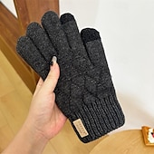 billige Skjerf og hansker til herrer-Herre 1 par Vinterhansker Strikkede hansker Fingerløse hansker Sport Mote Sport og friluft Hansker Hold Varm Helfarge Høst Svart Navyblå Lysegrå Mørkegrå