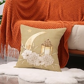 olcso Dobjon párnákat, betéteket és fedeleket-Ramadan eid díszpárnahuzat, hold &amp;olajlámpás nyomat, légáteresztő kanapépárna, fesztivál lakberendezés nappaliba és imaszobába, ünnepi kiegészítő párna