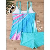 abordables Tankinis-Maillot de bain tankini 2 pièces femme palmiers short contrôle du ventre taille haute slim dos nu vacances plage dégradé géométrique col en U sans manches