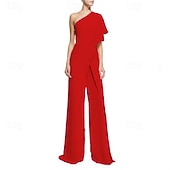 preiswerte Overall-Damen Normal Overall Elegant Einfarbig Ärmellos Ein-Schulter Patchwork Party Normale Passform Schwarz Weiß Rosa Sommer