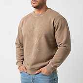 abordables Sudaderas Básicas_-Hombre Sudadera Sudadera Con Capucha Negro Morado Verde Trébol Caqui Café Cuello Barco Cuello Mao Plano De Gran Tamaño Casual Diario Deporte Vintage Ropa de calle Fresco Primavera &amp; Otoño Otoño