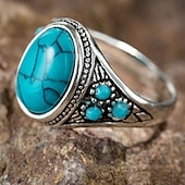 levne Prsteny-1ks Prsten For Dámské Tyrkysová Modrá Denní Dar Dovolená Kámen